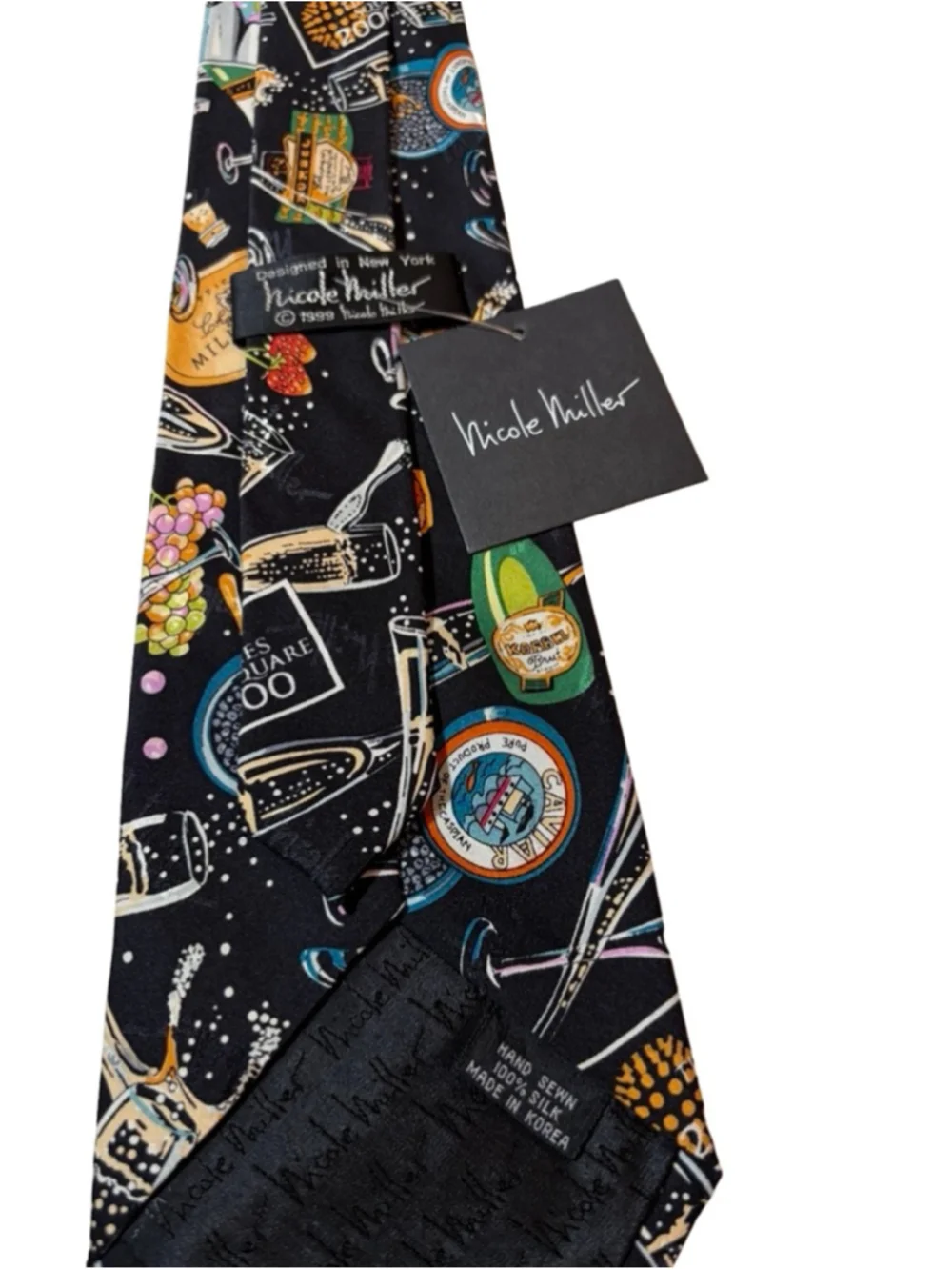 Nicole Miller Silk Tie Champagne Novelty Korbel Millennium New Years NWT